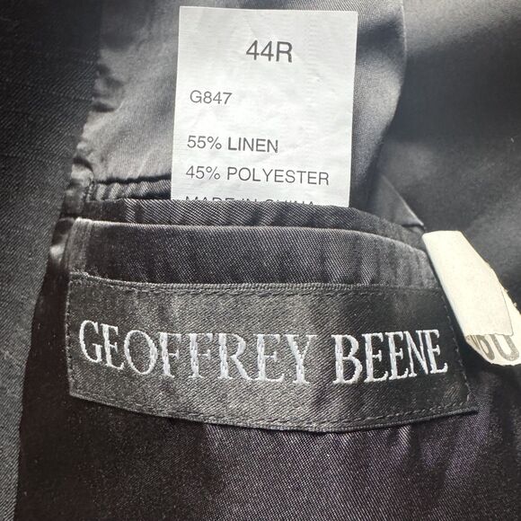 Geoffrey Bean Blazer Jacket Sport Coat Mens 44R Linen Blend Black 3 Button - Picture 12 of 14